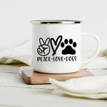 Peace Love Dogs Print Creative Enamel Coffee Mugs