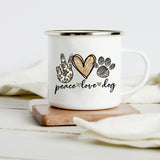 Peace Love Dogs Print Creative Enamel Coffee Mugs