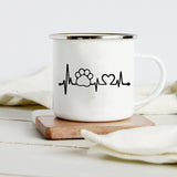 Peace Love Dogs Print Creative Enamel Coffee Mugs