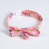 Cherry Blossoms Cats Collar With Bell