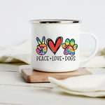 Peace Love Dogs Print Creative Enamel Coffee Mugs