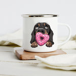 Peace Love Dogs Print Creative Enamel Coffee Mugs