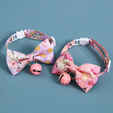 Cherry Blossoms Cats Collar With Bell