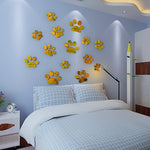 6PCS Mirror Acrylic Dog Paws Three-Dimensional Wall Stickers