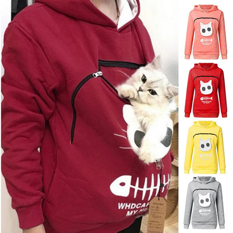 Hoodie Sweatshirt Pouch Cat Lovers