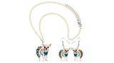 Blue Dress Chihuahua Earrings Necklace Jewelry Sets