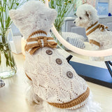 Dog Clothes Hollow Knitted Bow Sweater