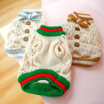 Dog Clothes Hollow Knitted Bow Sweater