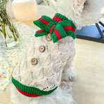 Dog Clothes Hollow Knitted Bow Sweater