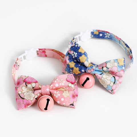 Cherry Blossoms Cats Collar With Bell