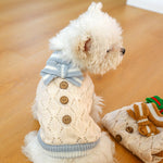 Dog Clothes Hollow Knitted Bow Sweater