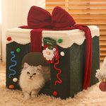 Christmas gift box shaped pet nest