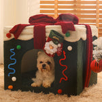 Christmas gift box shaped pet nest