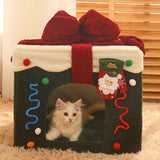 Christmas gift box shaped pet nest