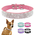 Bling Rhinestone pet collars Leather