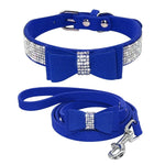 Rhinestone Bling Leather Dog Cat Collar & Leash