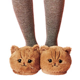 3D Head Cat Plush Slippers