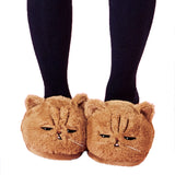 3D Head Cat Plush Slippers