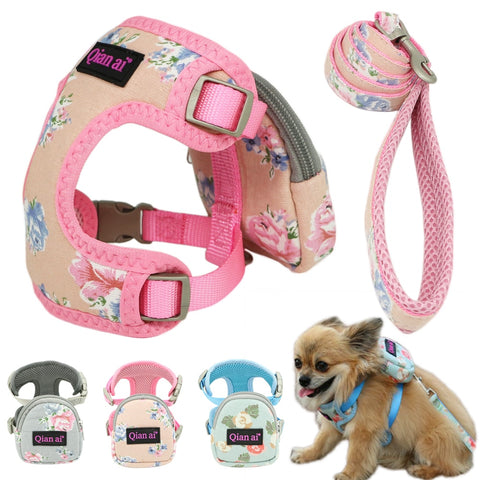 Pet Harness Leash Vest Snack Bag