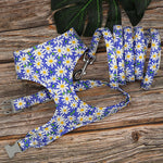 Printed flower Mesh Dog Harness Leash set