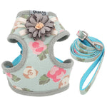 Dog Lovely Floral Harness Leash Set