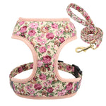 Printed flower Mesh Dog Harness Leash set