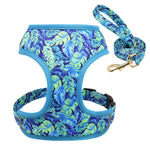 Printed flower Mesh Dog Harness Leash set