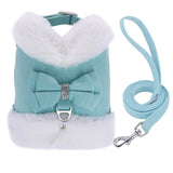 Small Dog  Cat Harness Leash Set Warm Winter Vest